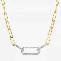 (G-H/ I1-I2) Womens 1/4 CT. T.W. Lab Grown White Diamond 10K Gold Paperclip 18 Inch Pendant Necklace