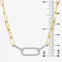 (G-H/ I1-I2) Womens 1/4 CT. T.W. Lab Grown White Diamond 10K Gold Paperclip 18 Inch Pendant Necklace