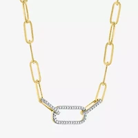 (G-H/ I1-I2) Womens 1/4 CT. T.W. Lab Grown White Diamond 10K Gold Paperclip 18 Inch Pendant Necklace