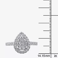 Signature By Modern Bride Womens 1 CT. T.W. Natural White Diamond 10K White Gold Pear Side Stone Halo Bridal Set