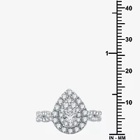 Signature By Modern Bride (G / Si1 - Si2) Womens 1 1/2 CT. T.W. Lab Grown White Diamond 10K Gold Side Stone Halo Bridal Set