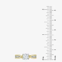 (G / Si2) Womens 1 1/3 CT. T.W. Lab Grown White Diamond 10K Gold Round Side Stone Engagement Ring