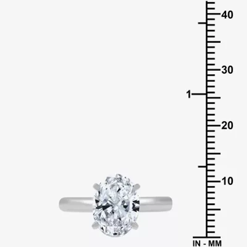 (G / VS2) Womens 3 CT. Lab-Grown White Diamond 14K Gold Oval Solitaire Engaement Ring