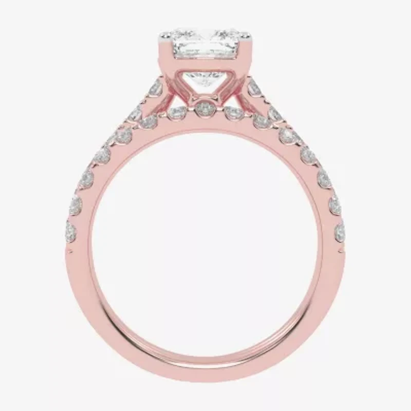 Signature By Modern Bride (G-H / Vs2-Si1) Womens 2 1/2 CT. T.W. Lab Grown White Diamond 14K Gold Cushion Side Stone Bridal Set