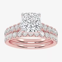 Signature By Modern Bride (G-H / Vs2-Si1) Womens 2 1/2 CT. T.W. Lab Grown White Diamond 14K Gold Cushion Side Stone Bridal Set