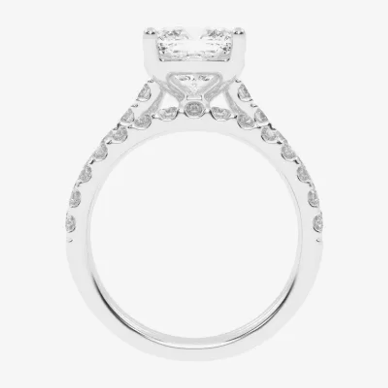 (G-H / Vs2-Si1) Womens 4 CT. T.W. Lab Grown White Diamond 14K Gold Cushion Side Stone Bridal Set