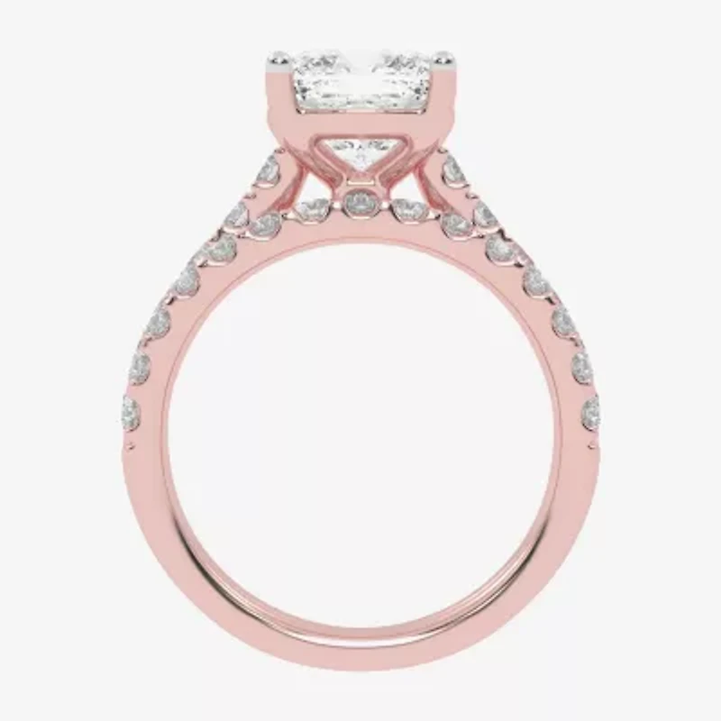 Signature By Modern Bride (G-H / Vs2-Si1) Womens 4 CT. T.W. Lab Grown White Diamond 14K Gold Cushion Side Stone Bridal Set