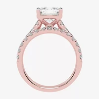 Signature By Modern Bride (G-H / Vs2-Si1) Womens 4 CT. T.W. Lab Grown White Diamond 14K Gold Cushion Side Stone Bridal Set