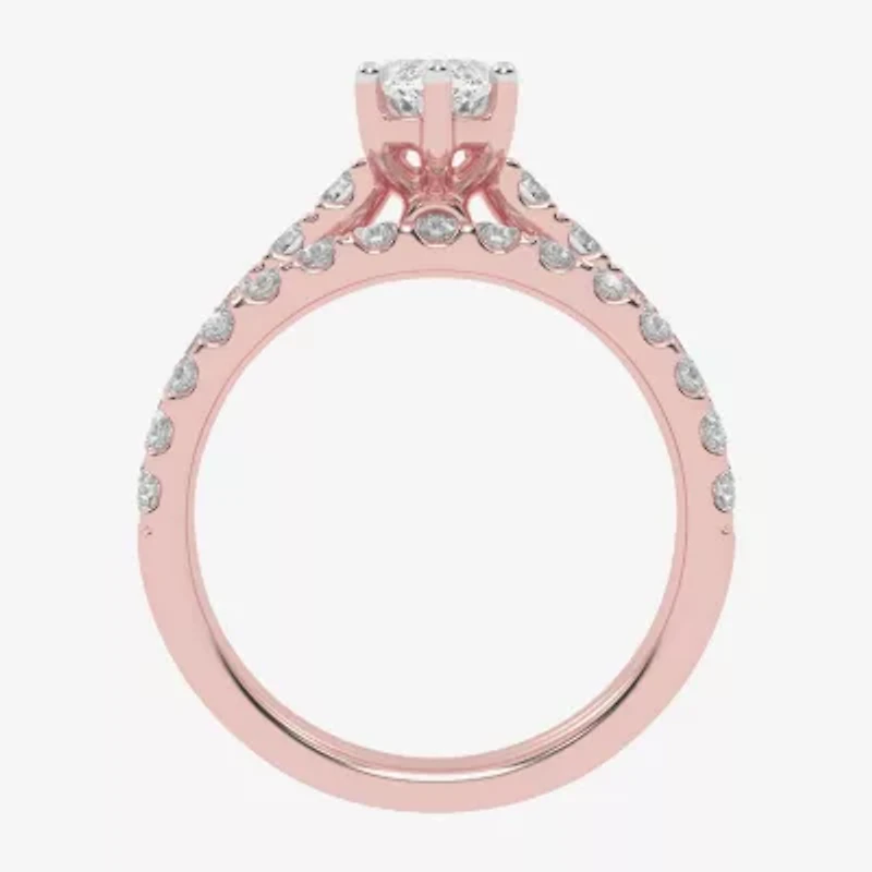 Signature By Modern Bride (G-H / Vs2-Si1) Womens 2 CT. T.W. Lab Grown White Diamond 14K Gold Marquise Side Stone Bridal Set