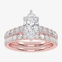 Signature By Modern Bride (G-H / Vs2-Si1) Womens 2 CT. T.W. Lab Grown White Diamond 14K Gold Marquise Side Stone Bridal Set