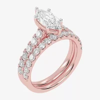 Signature By Modern Bride (G-H / Vs2-Si1) Womens 2 CT. T.W. Lab Grown White Diamond 14K Gold Marquise Side Stone Bridal Set