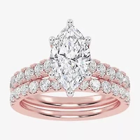 (G-H / Vs2-Si1) Womens 2 1/2 CT. T.W. Lab Grown White Diamond 14K Gold Marquise Side Stone Bridal Set