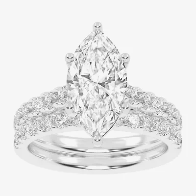 Signature By Modern Bride (G-H / Vs2-Si1) Womens 3 CT. T.W. Lab Grown White Diamond 14K Gold Marquise Side Stone Bridal Set