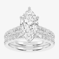 Signature By Modern Bride (G-H / Vs2-Si1) Womens 3 CT. T.W. Lab Grown White Diamond 14K Gold Marquise Side Stone Bridal Set