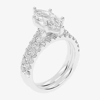 Signature By Modern Bride (G-H / Vs2-Si1) Womens 3 CT. T.W. Lab Grown White Diamond 14K Gold Marquise Side Stone Bridal Set