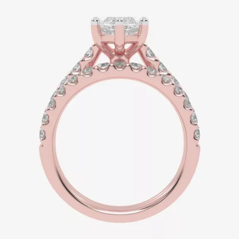 (G-H / Vs2-Si1) Womens 3 CT. T.W. Lab Grown White Diamond 14K Gold Marquise Side Stone Bridal Set