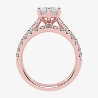 (G-H / Vs2-Si1) Womens 3 CT. T.W. Lab Grown White Diamond 14K Gold Marquise Side Stone Bridal Set