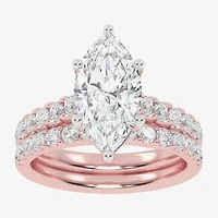 (G-H / Vs2-Si1) Womens 3 CT. T.W. Lab Grown White Diamond 14K Gold Marquise Side Stone Bridal Set