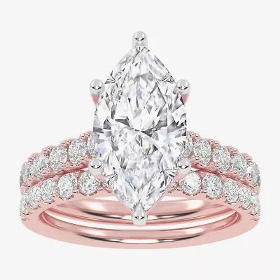 Signature By Modern Bride (G-H / Vs2-Si1) Womens 4 CT. T.W. Lab Grown White Diamond 14K Gold Marquise Side Stone Bridal Set