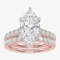 Signature By Modern Bride (G-H / Vs2-Si1) Womens 4 CT. T.W. Lab Grown White Diamond 14K Gold Marquise Side Stone Bridal Set