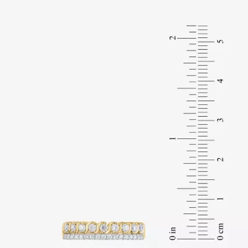 (H / I1) Womens 1/2 CT. T.W. Lab Grown White Diamond 10K Two Tone Gold Anniversary Wedding Band