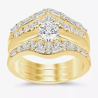 Womens 1 CT. T.W. Natural White Diamond 14K Gold Wedding Ring Guard