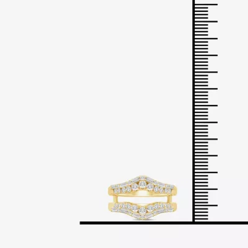 Womens 1 CT. T.W. Natural White Diamond 14K Gold Wedding Ring Guard