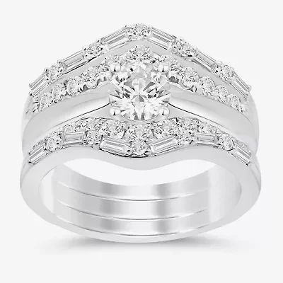 Womens 1 CT. T.W. Natural White Diamond 14K Gold Ring Guard