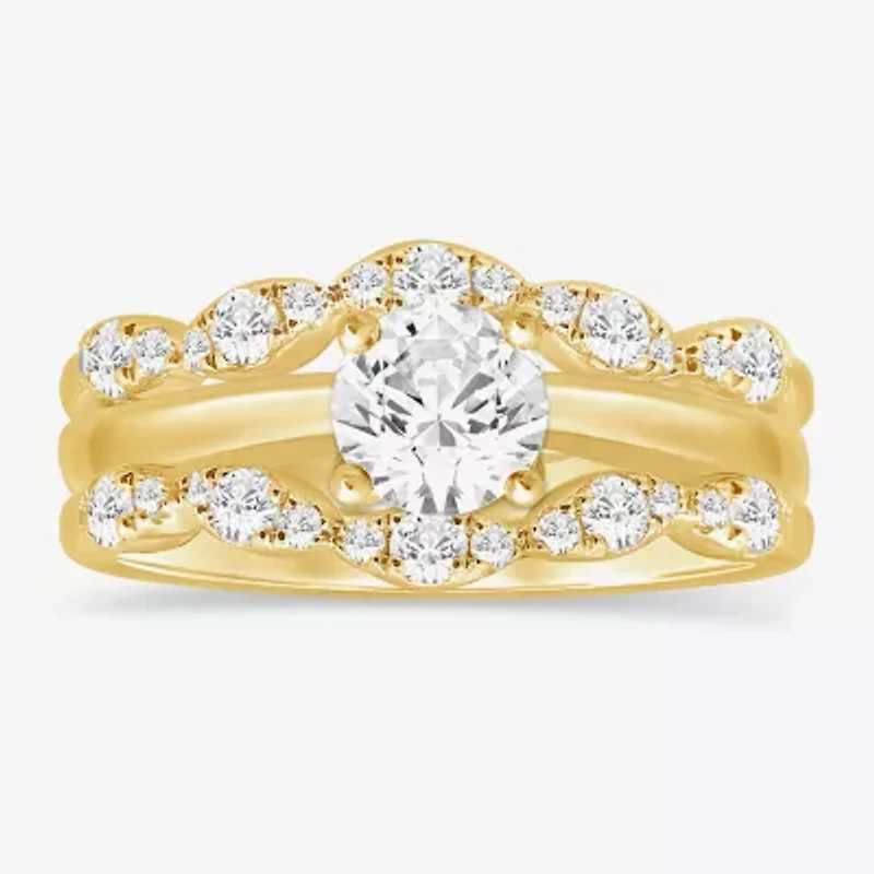 Womens 1/2 CT. T.W. Natural White Diamond 14K Gold Ring Guard
