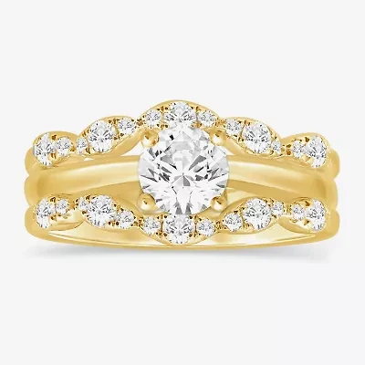 Womens 1/2 CT. T.W. Natural White Diamond 14K Gold Ring Guard