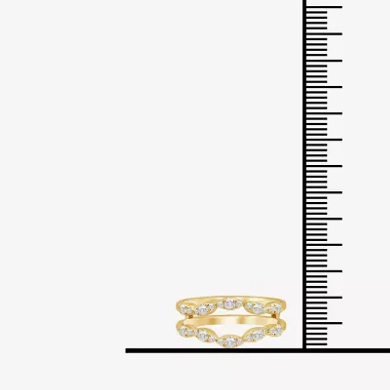 Womens 1/2 CT. T.W. Natural White Diamond 14K Gold Ring Guard