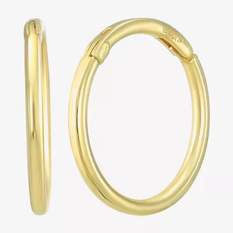 Mens 14K Gold 12mm Round Hoop Earrings