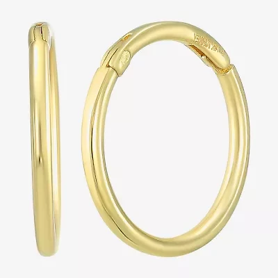 Mens 14K Gold 12mm Round Hoop Earrings