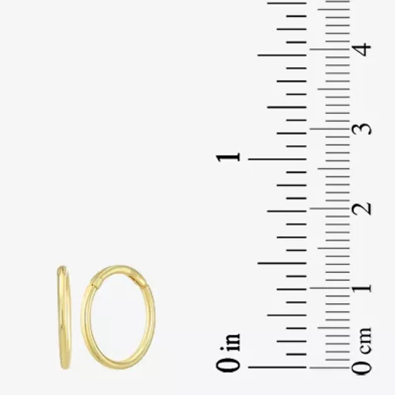 Mens 14K Gold 12mm Round Hoop Earrings