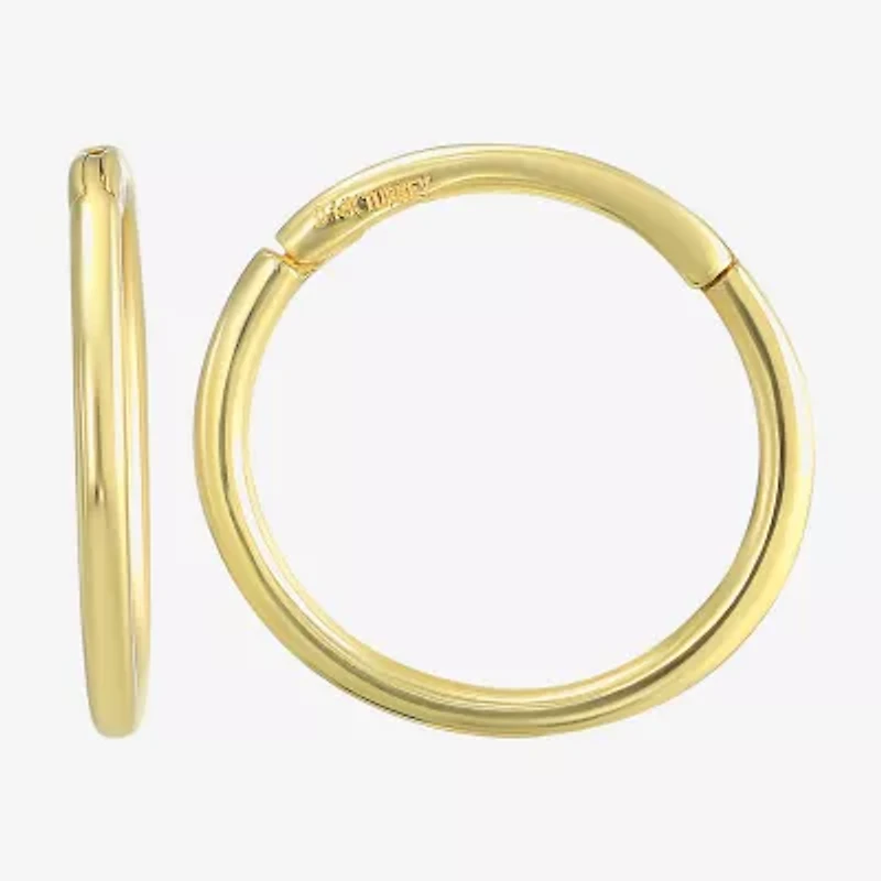 Mens 14K Gold 12mm Round Hoop Earrings