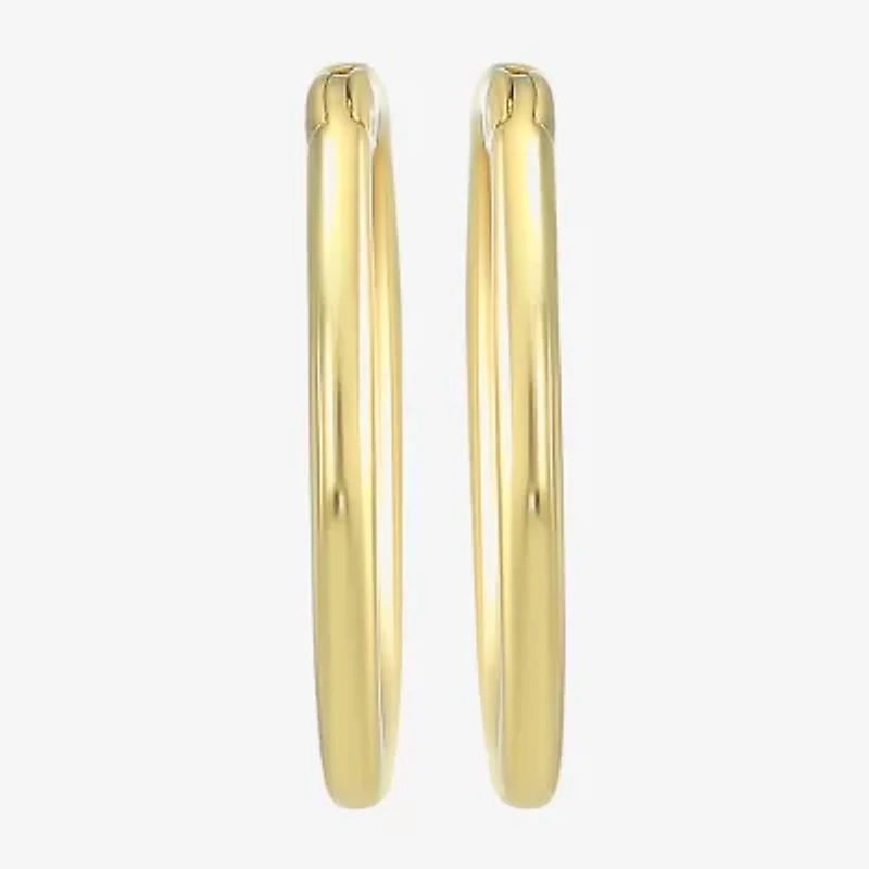 Mens 14K Gold 12mm Round Hoop Earrings