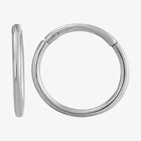 Mens White 14K White Gold 12mm Round Hoop Earrings