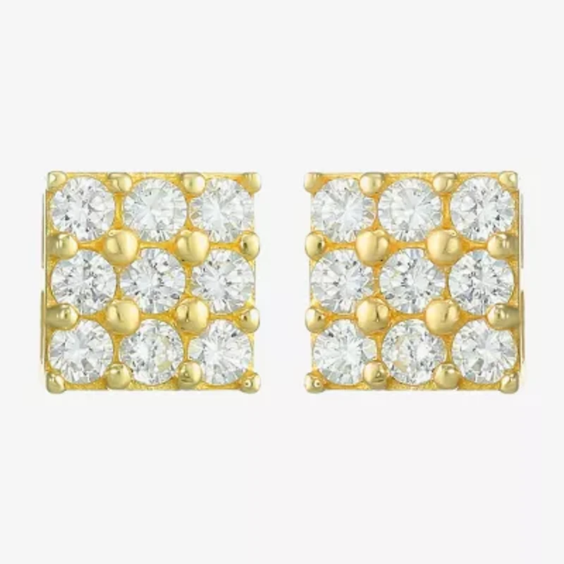 Cubic Zirconia 14K Gold 4mm Round Stud Earrings
