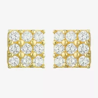 Cubic Zirconia 14K Gold 4mm Round Stud Earrings