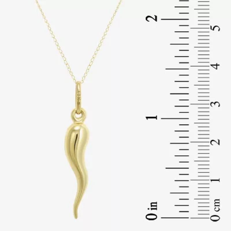 Italian Horn Unisex Adult 10K Gold 18 Inch Pendant Necklace