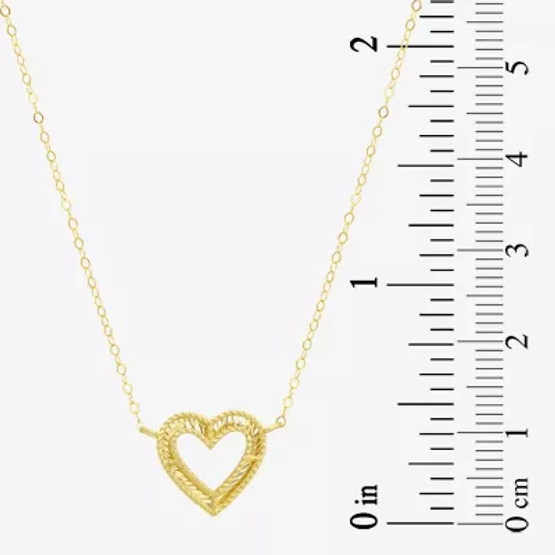 Womens 10K Gold Heart Inch Pendant Necklace