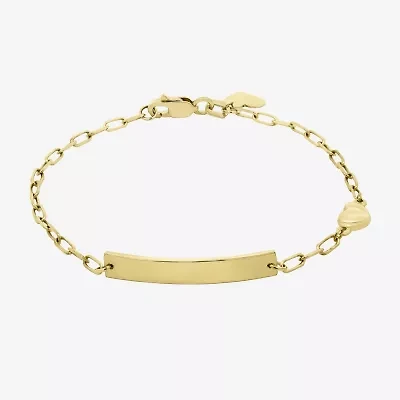 Womens 14K Gold 6 Inch Semisolid Link Id Bracelet