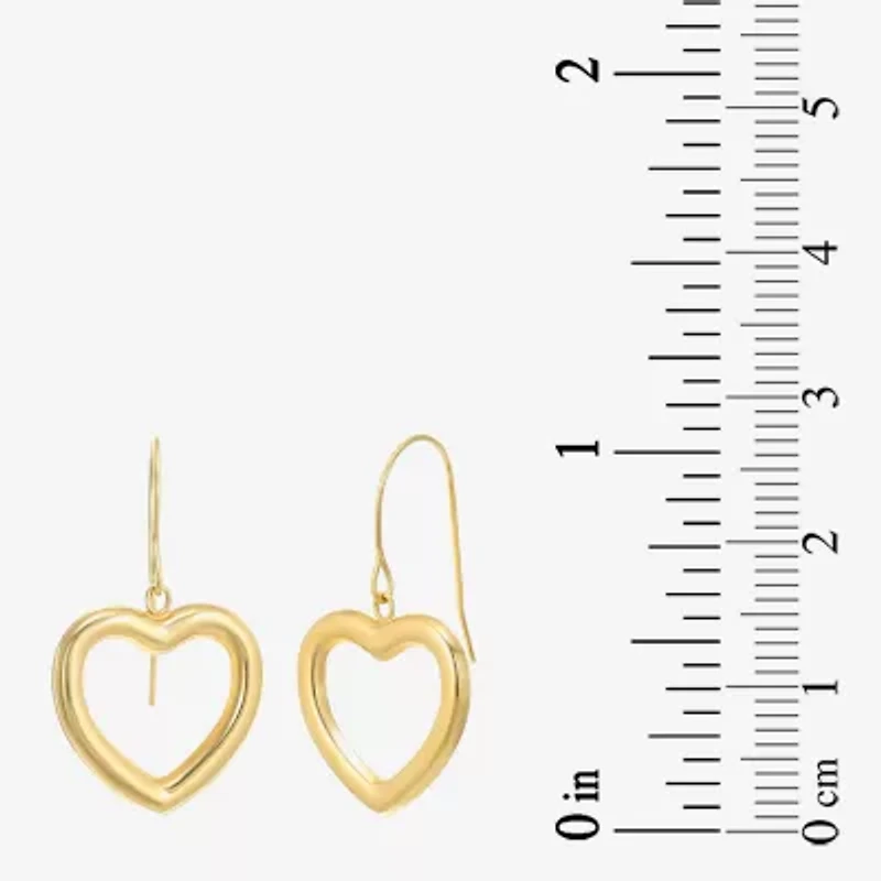 Womens 10K Gold Heart Drop Earrings