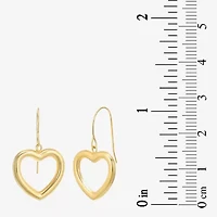 Womens 10K Gold Heart Drop Earrings