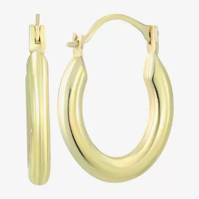 Womens 14K Gold 16mm Oval Hoop Earrings