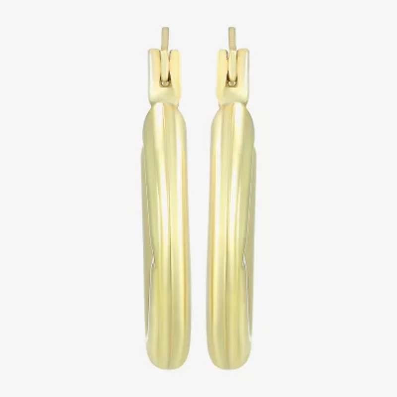 Womens 14K Gold 16mm Oval Hoop Earrings