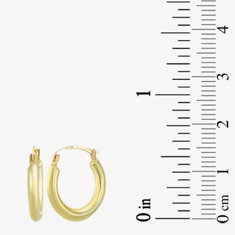 Womens 14K Gold 15mm Round Hoop Earrings