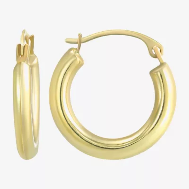 Womens 14K Gold 15mm Round Hoop Earrings