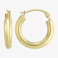 Womens 14K Gold 15mm Round Hoop Earrings
