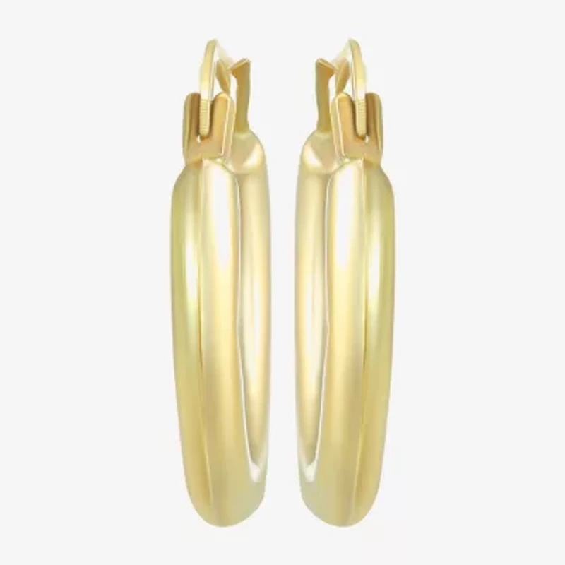 Womens 14K Gold 15mm Round Hoop Earrings